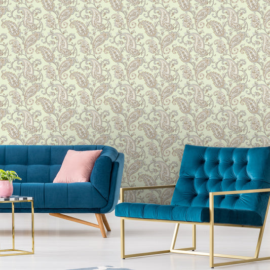 Tropical Maison Dove Grey Jungle Leaf Wallpaper by La Belle Maison