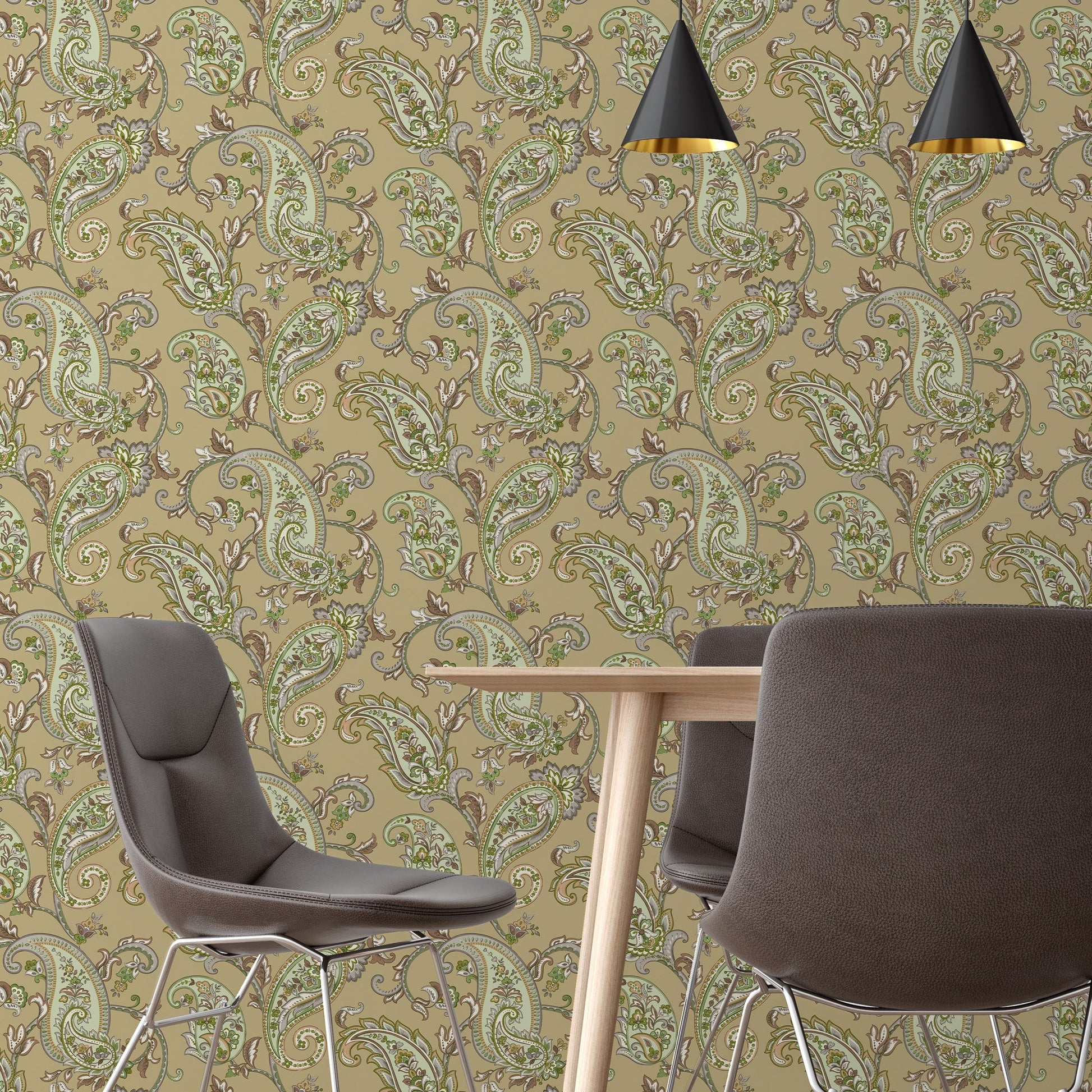 Tropical Maison Dove Grey Garden Mural Wallpaper by La Belle Maison