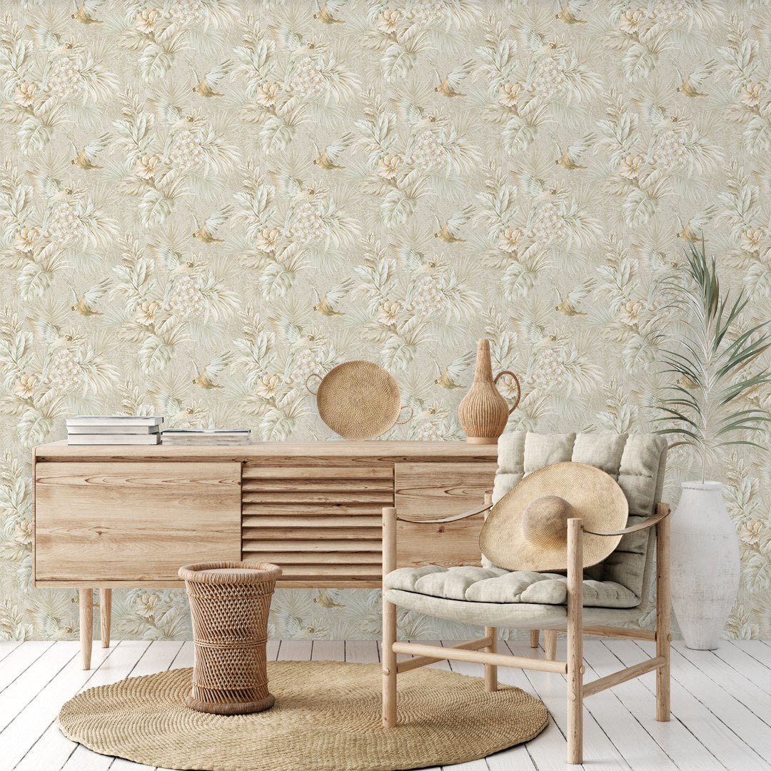 Tropical Maison Ash Resort Floral Wallpaper by La Belle Maison
