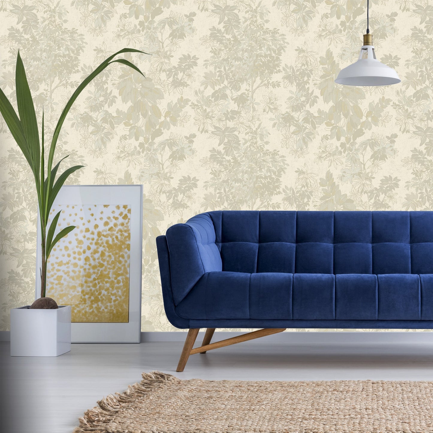 Tropical Maison Silver Taupe Palm Botanical Wallpaper by La Belle Maison