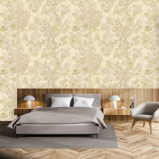 Tropical Maison Warm Grey Resort Floral Wallpaper by La Belle Maison