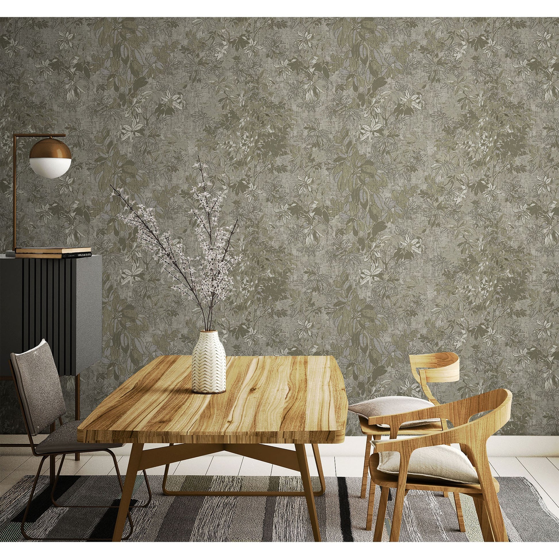 Tropical Maison Pewter Palm Botanical Wallpaper by La Belle Maison