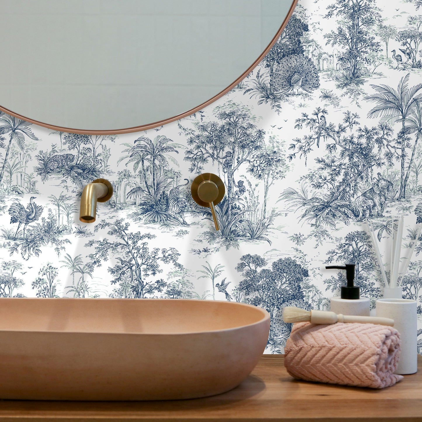 Tropical Maison Sky Blue Jungle Leaf Wallpaper by La Belle Maison
