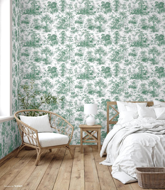 Tropical Maison Warm Grey Botanical Mural Wallpaper by La Belle Maison