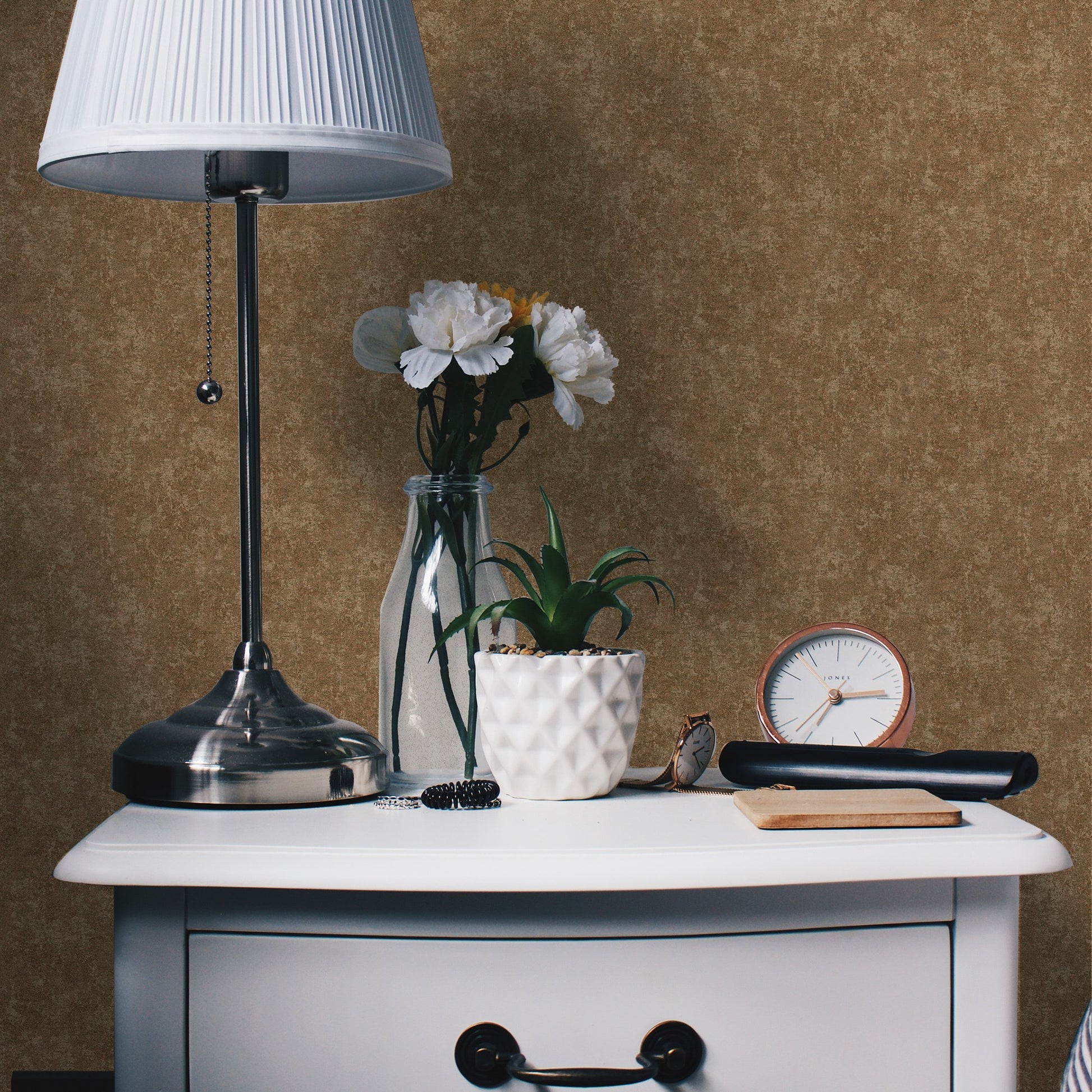 Tropical Maison Ash Grey Palm Botanical Wallpaper by La Belle Maison