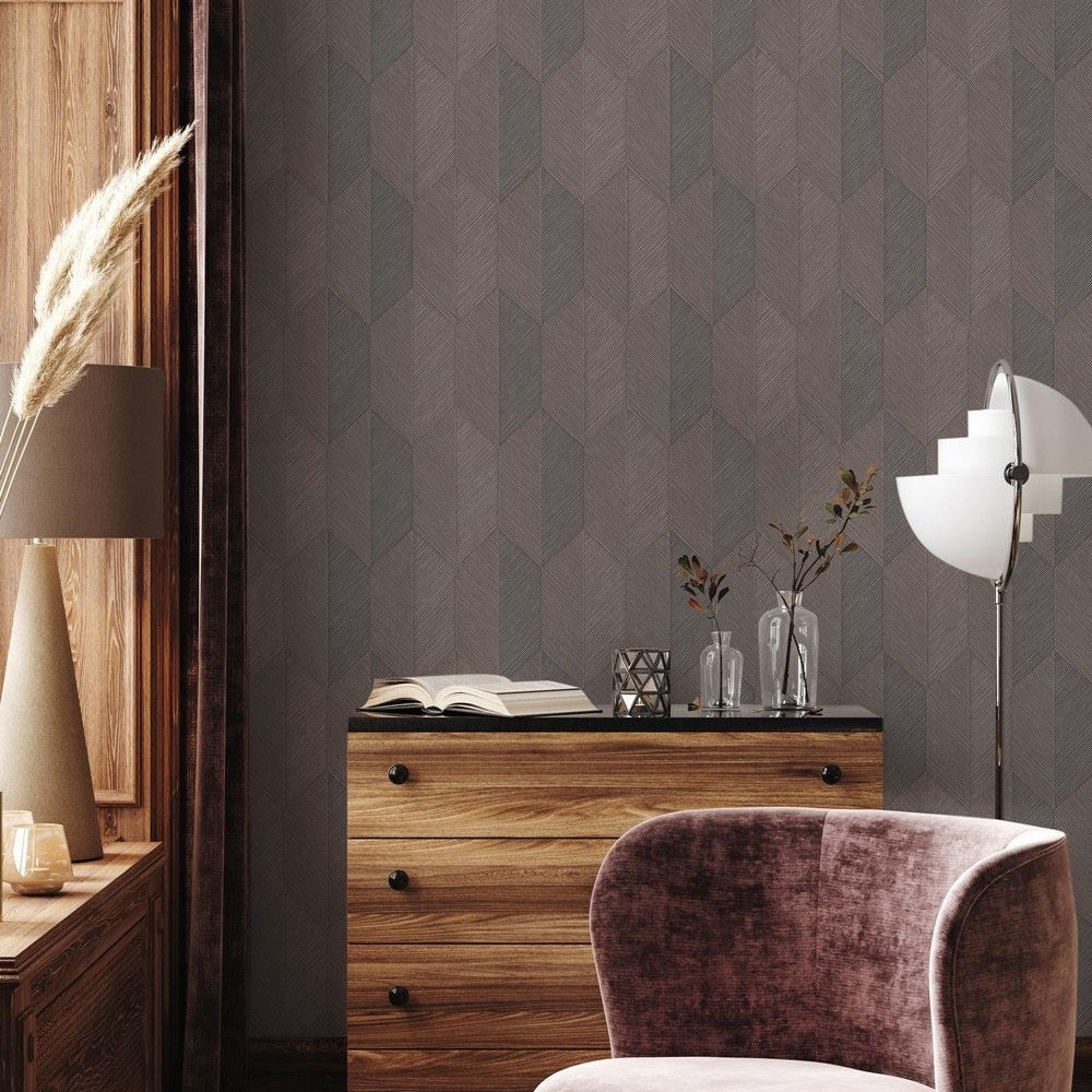 Vera Bloom Slate Gentle Botanical Wallpaper by La Belle Maison