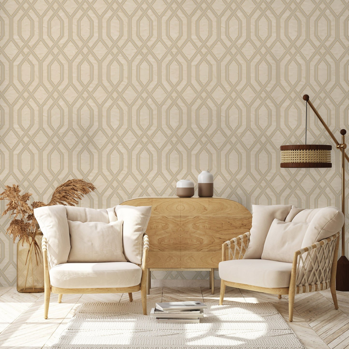 Vera Bloom Stone Floral Wallpaper II by La Belle Maison