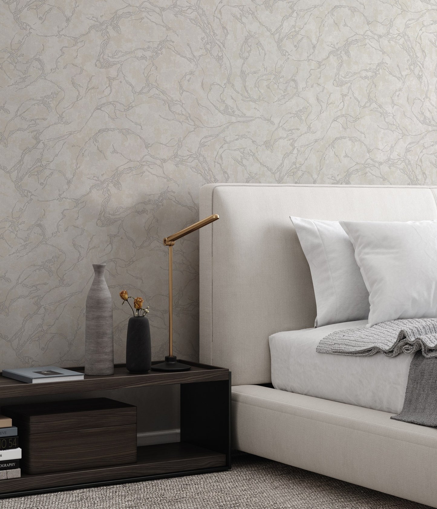 Vera Bloom Pebble Romantic Floral Wallpaper by La Belle Maison