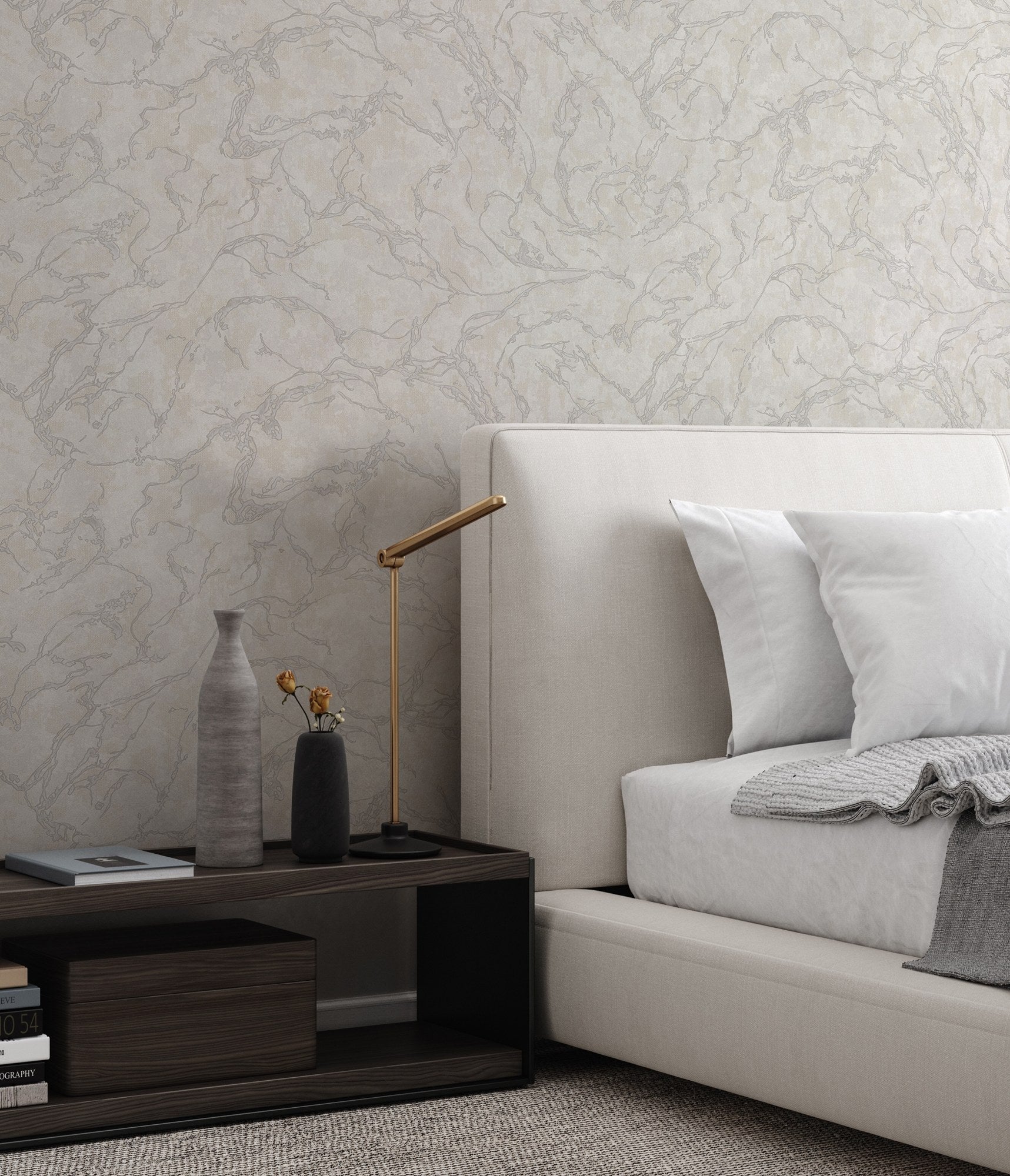 Vera Bloom Pebble Romantic Floral Wallpaper by La Belle Maison