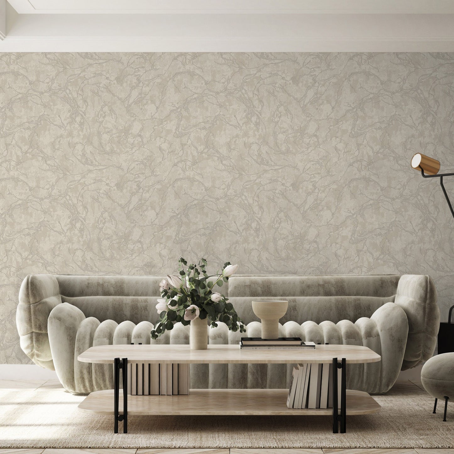 Vera Bloom Stone Floral Wallpaper by La Belle Maison