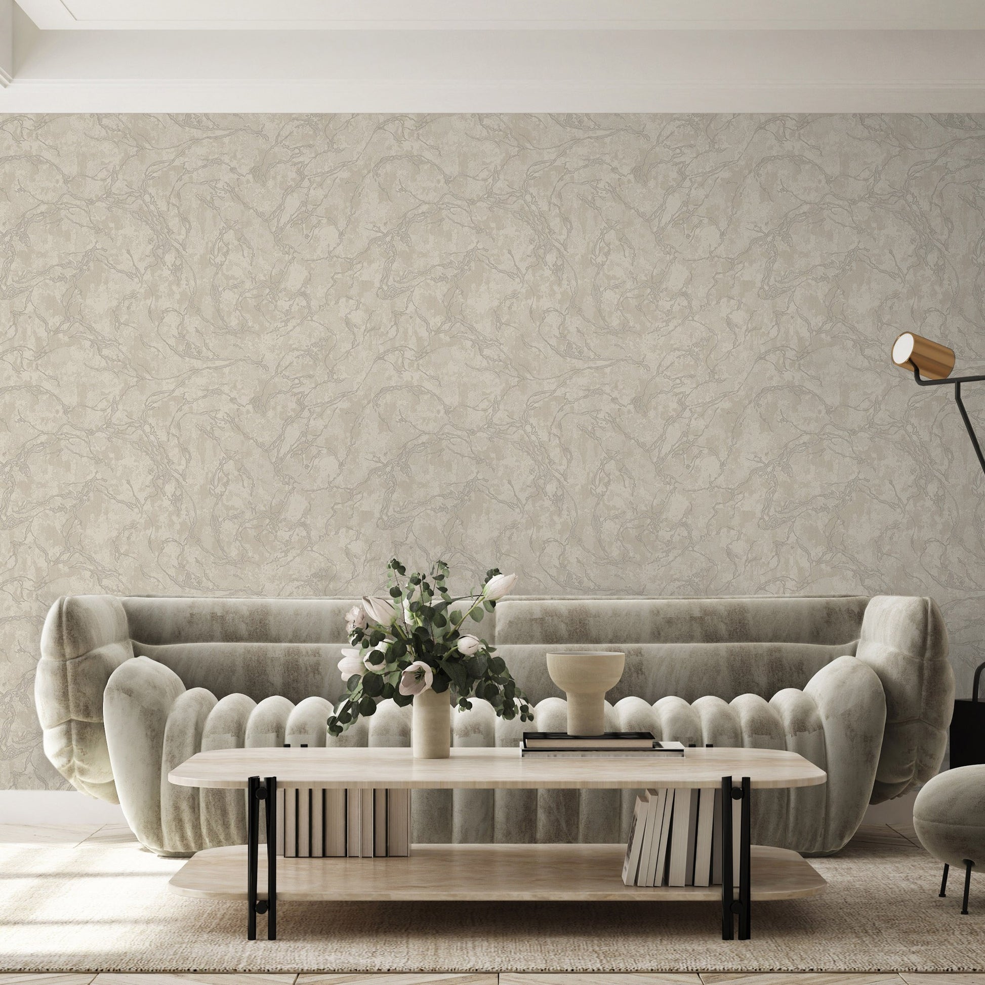 Vera Bloom Stone Floral Wallpaper by La Belle Maison