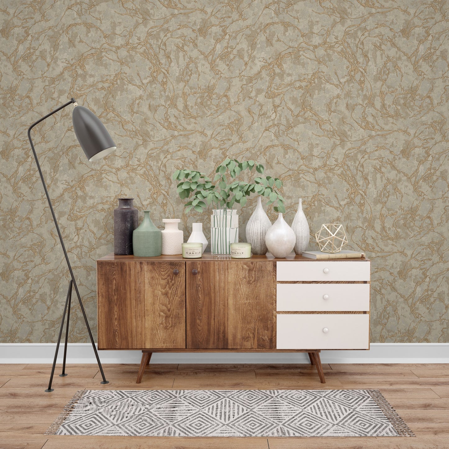 Vera Bloom Smoke Romantic Floral Wallpaper by La Belle Maison