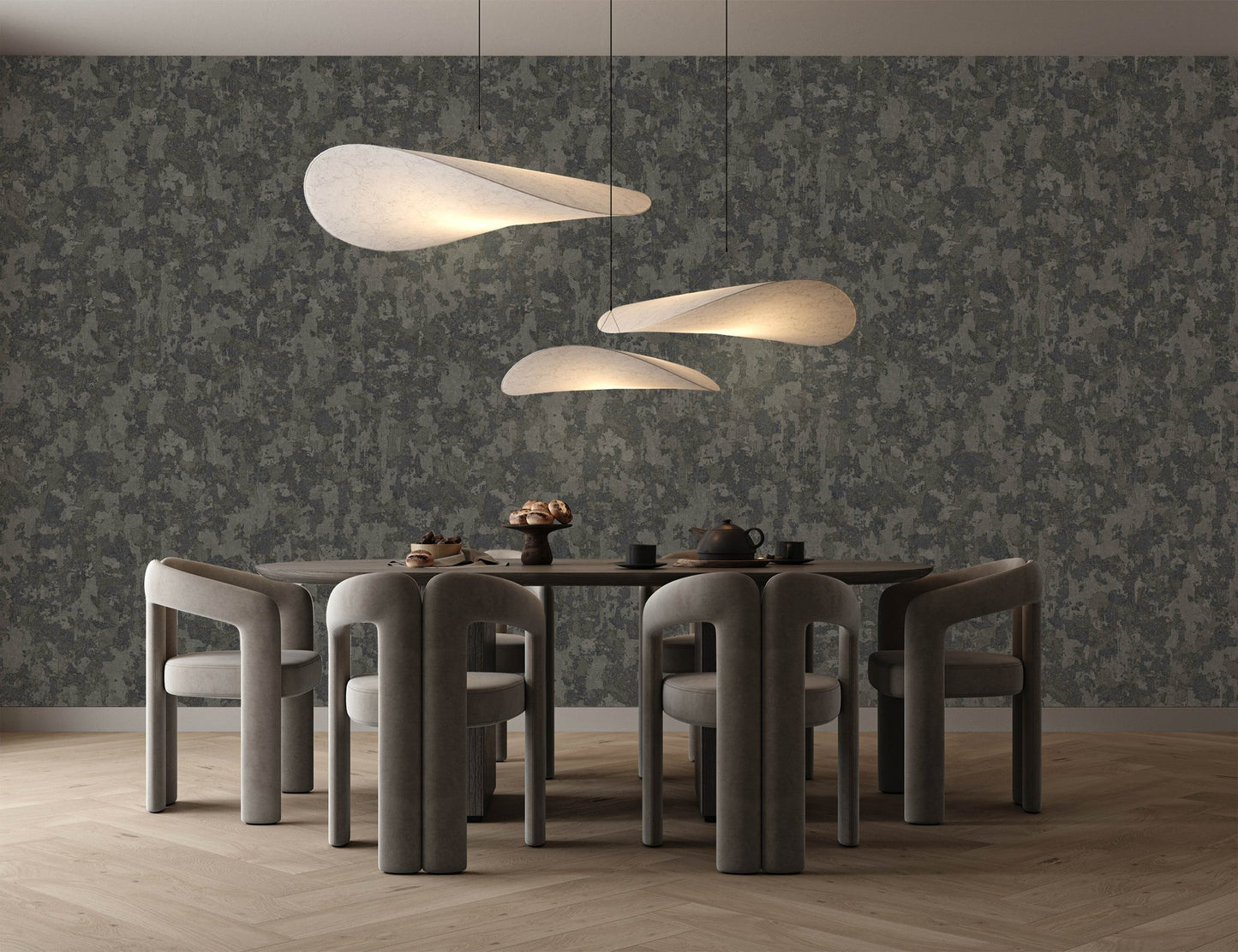 Vera Bloom Mist Grey Garden Floral Wallpaper by La Belle Maison