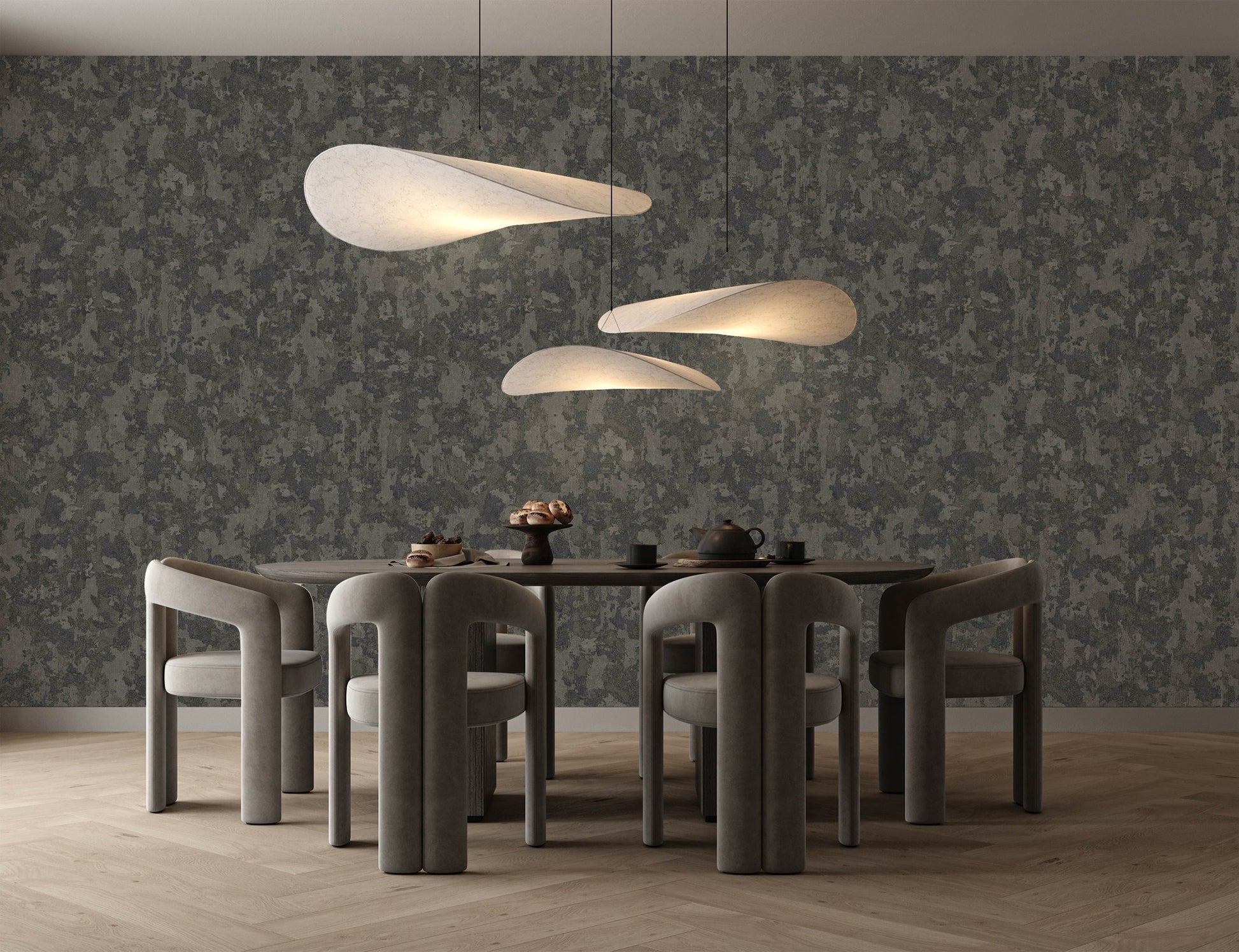 Vera Bloom Mist Grey Garden Floral Wallpaper by La Belle Maison