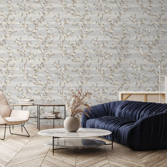 Vera Bloom Pebble Delicate Bloom Wallpaper by La Belle Maison