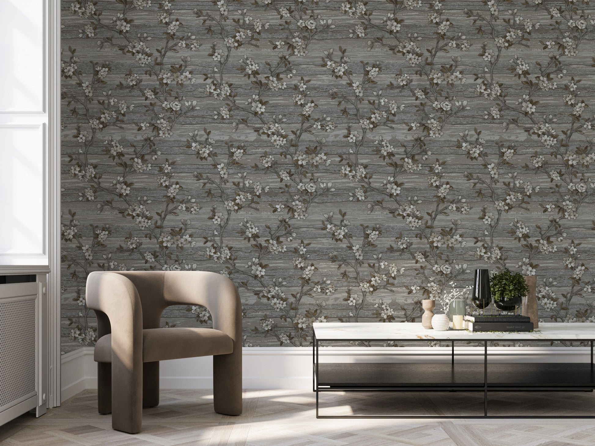 Vera Bloom Pebble Soft Bloom Wallpaper by La Belle Maison