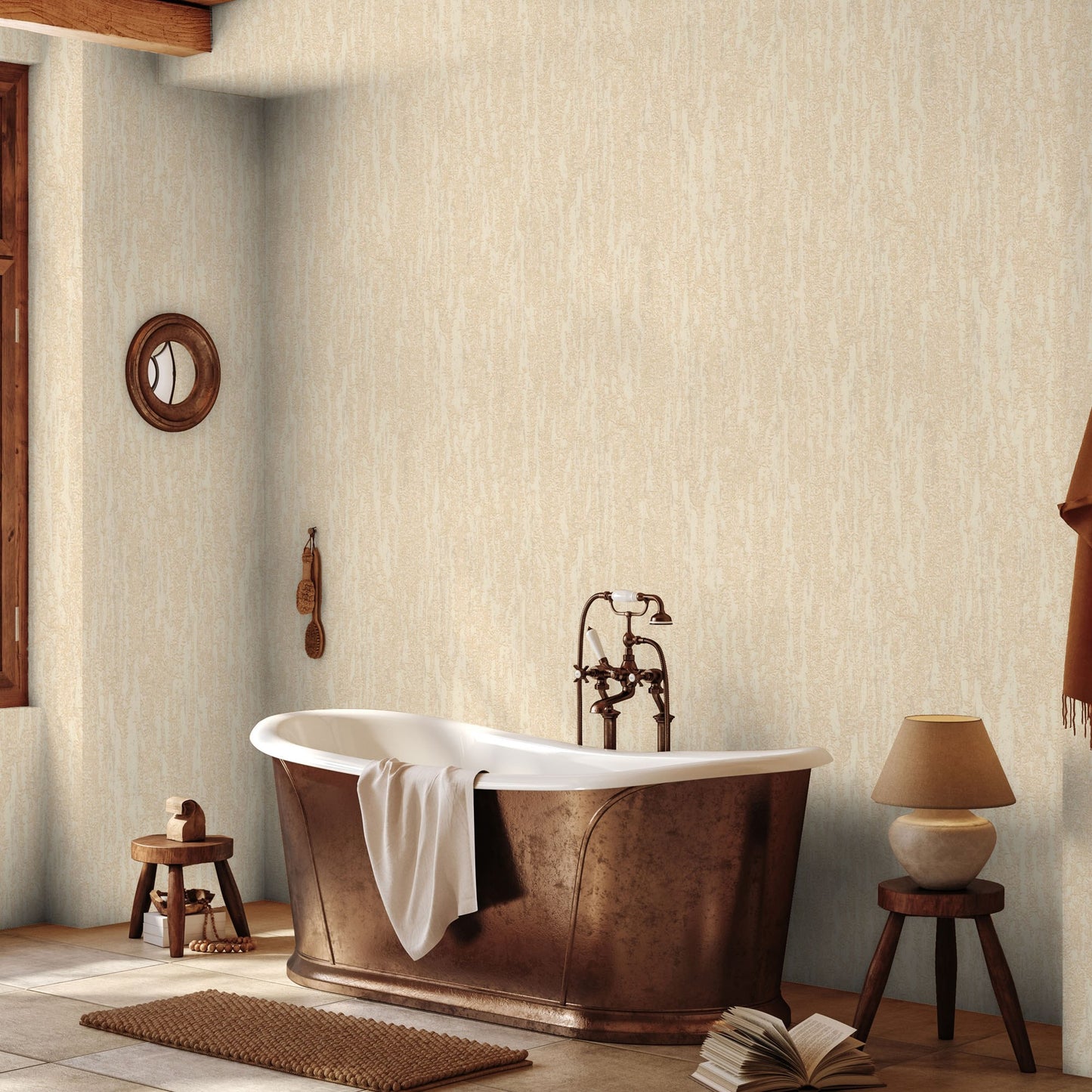 Vera Bloom Truffle Soft Bloom Wallpaper by La Belle Maison