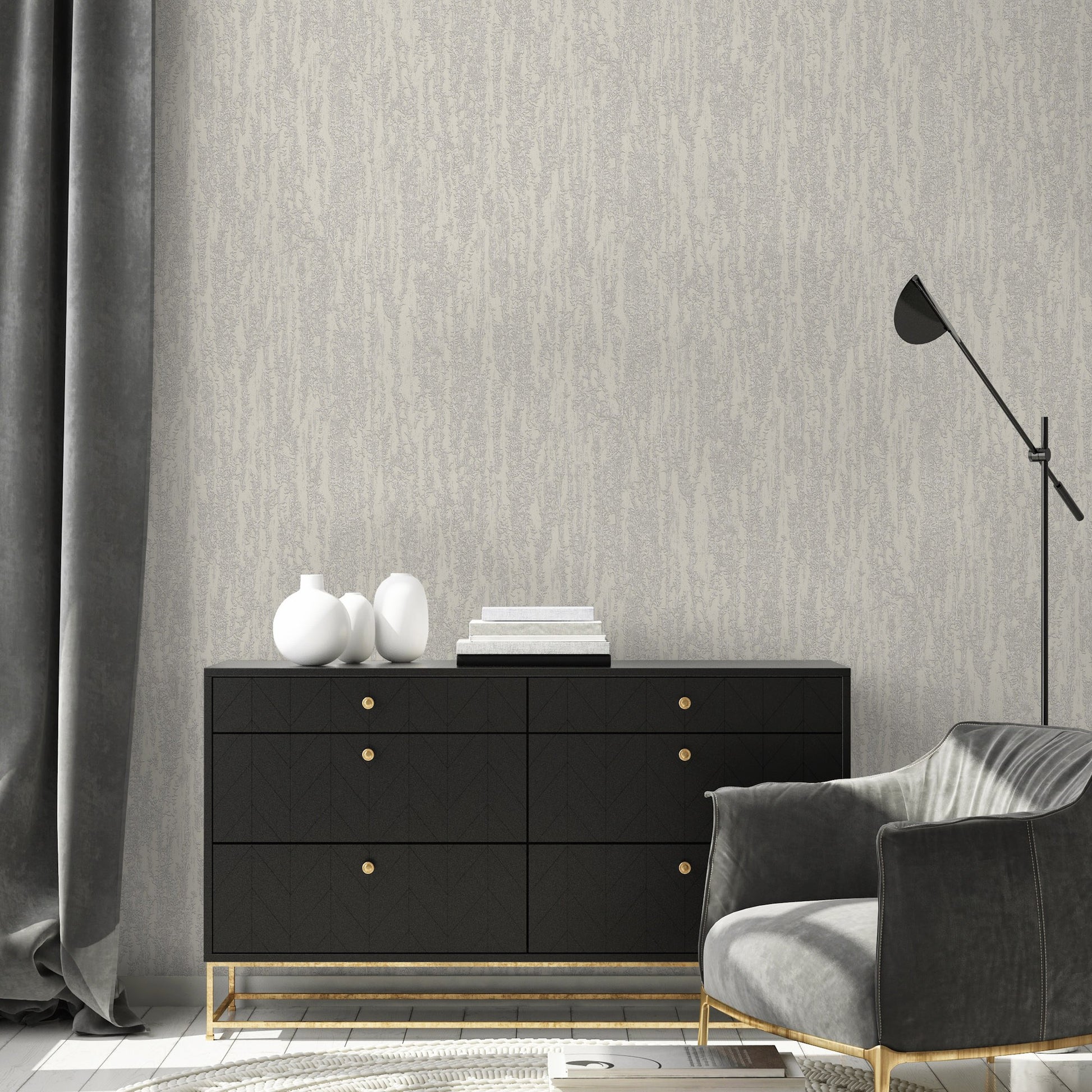 Vera Bloom Ash Soft Bloom Wallpaper by La Belle Maison