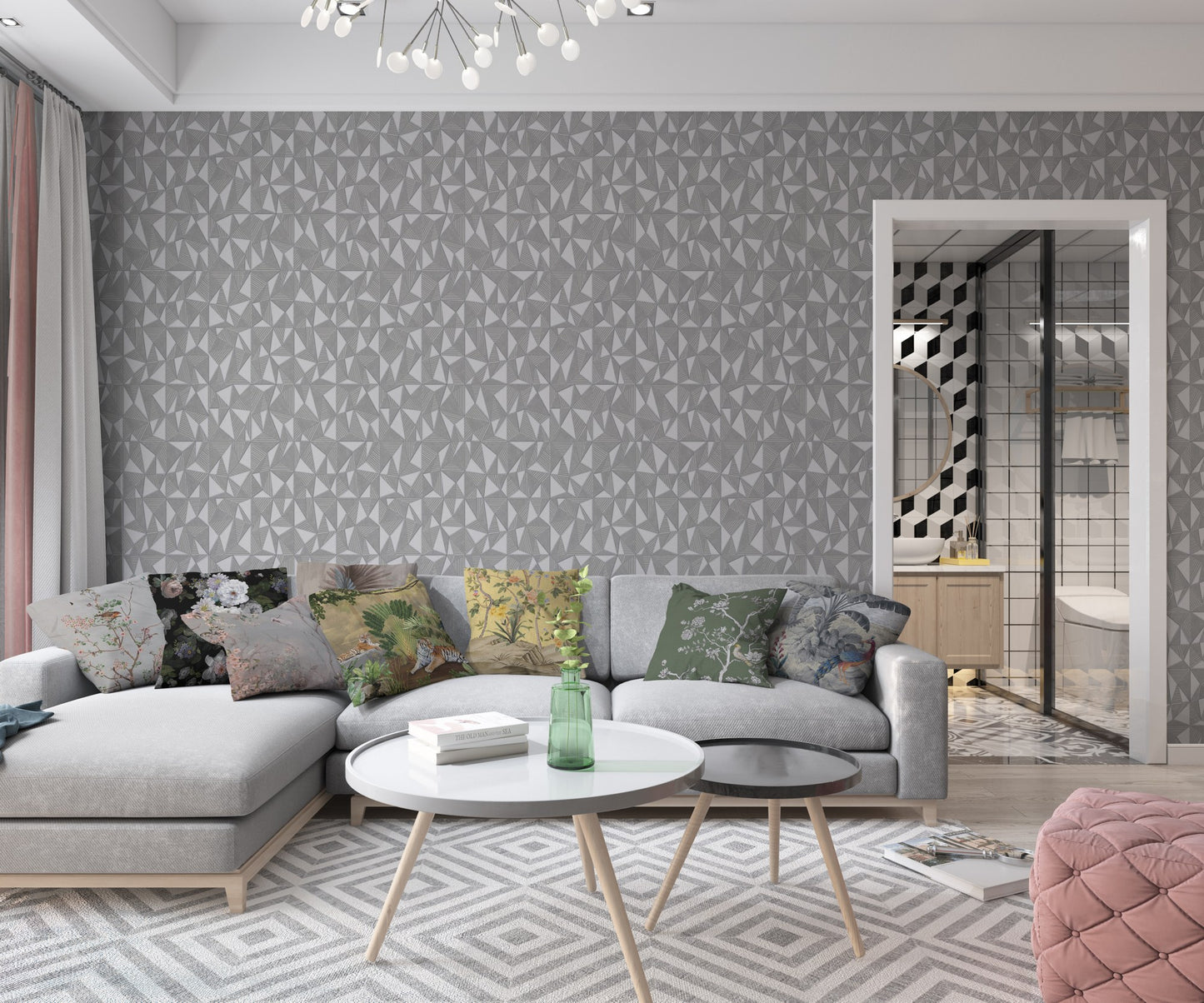 Vera Bloom Warm Grey Soft Bloom Wallpaper by La Belle Maison