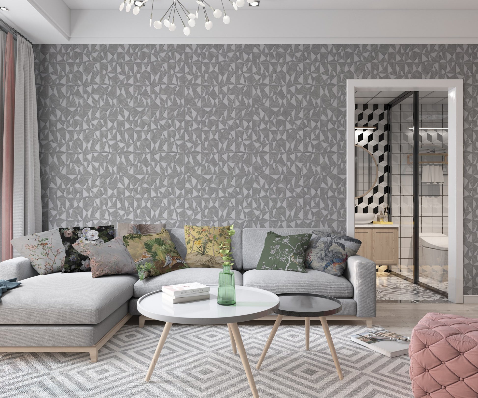 Vera Bloom Warm Grey Soft Bloom Wallpaper by La Belle Maison