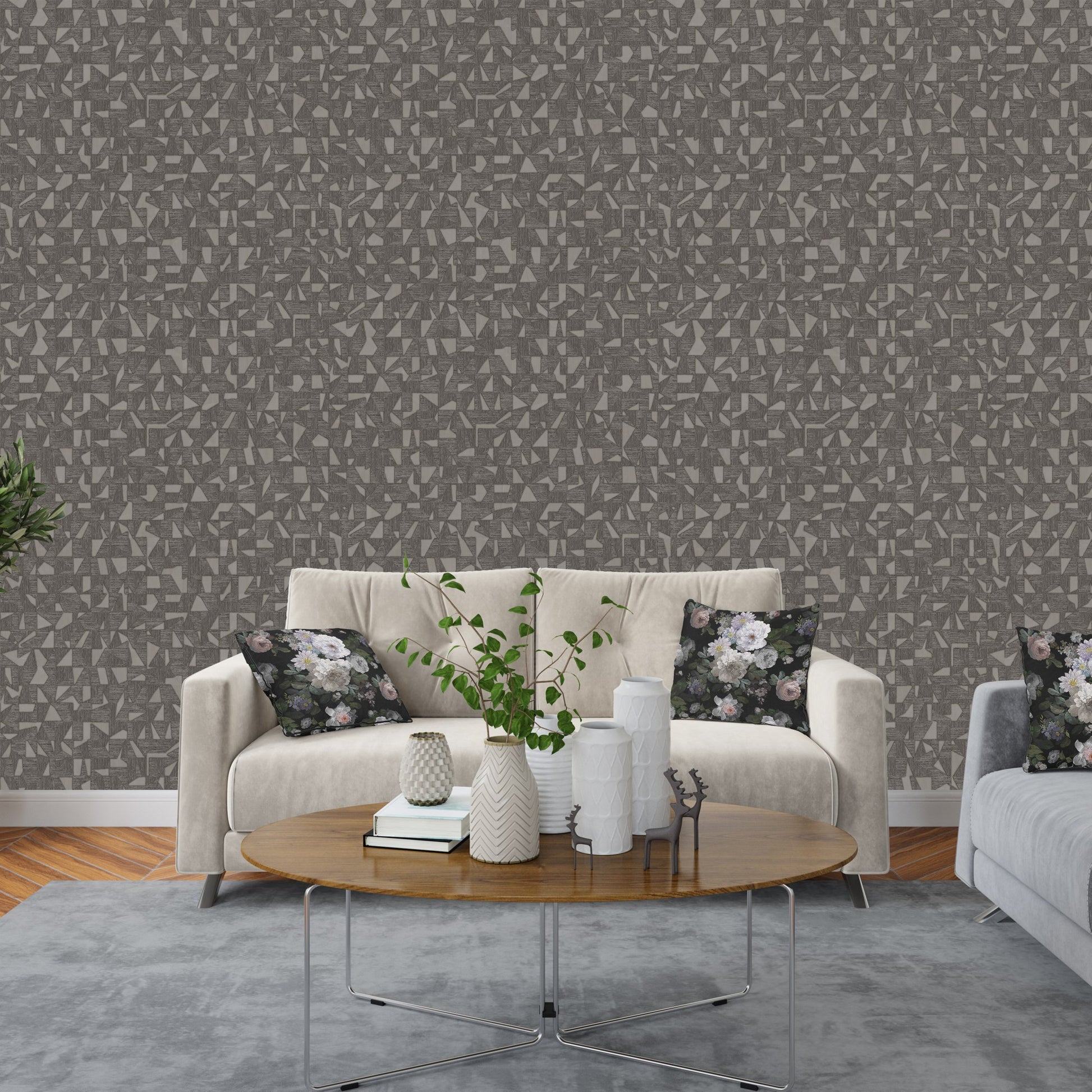 Vera Bloom Mist Grey Soft Bloom Wallpaper by La Belle Maison