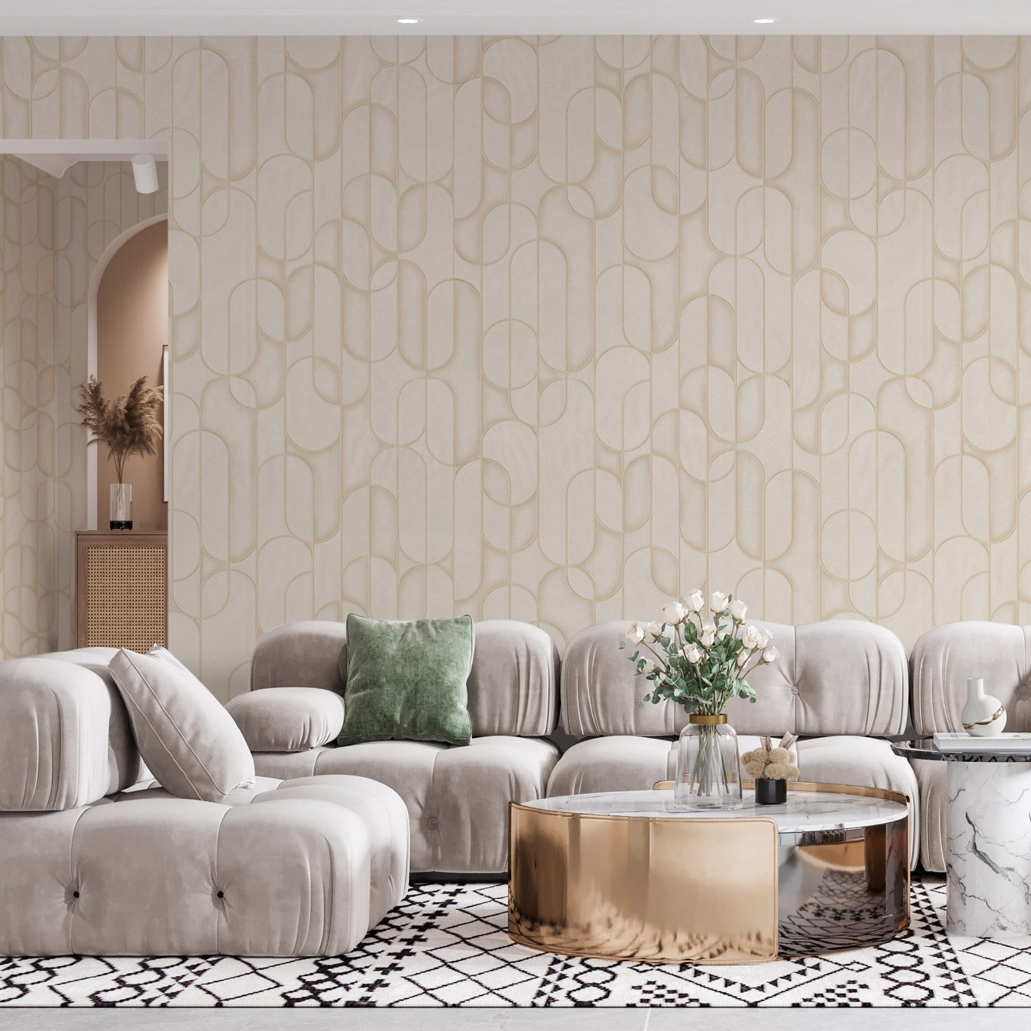 Vera Bloom Dune Floral Wallpaper by La Belle Maison