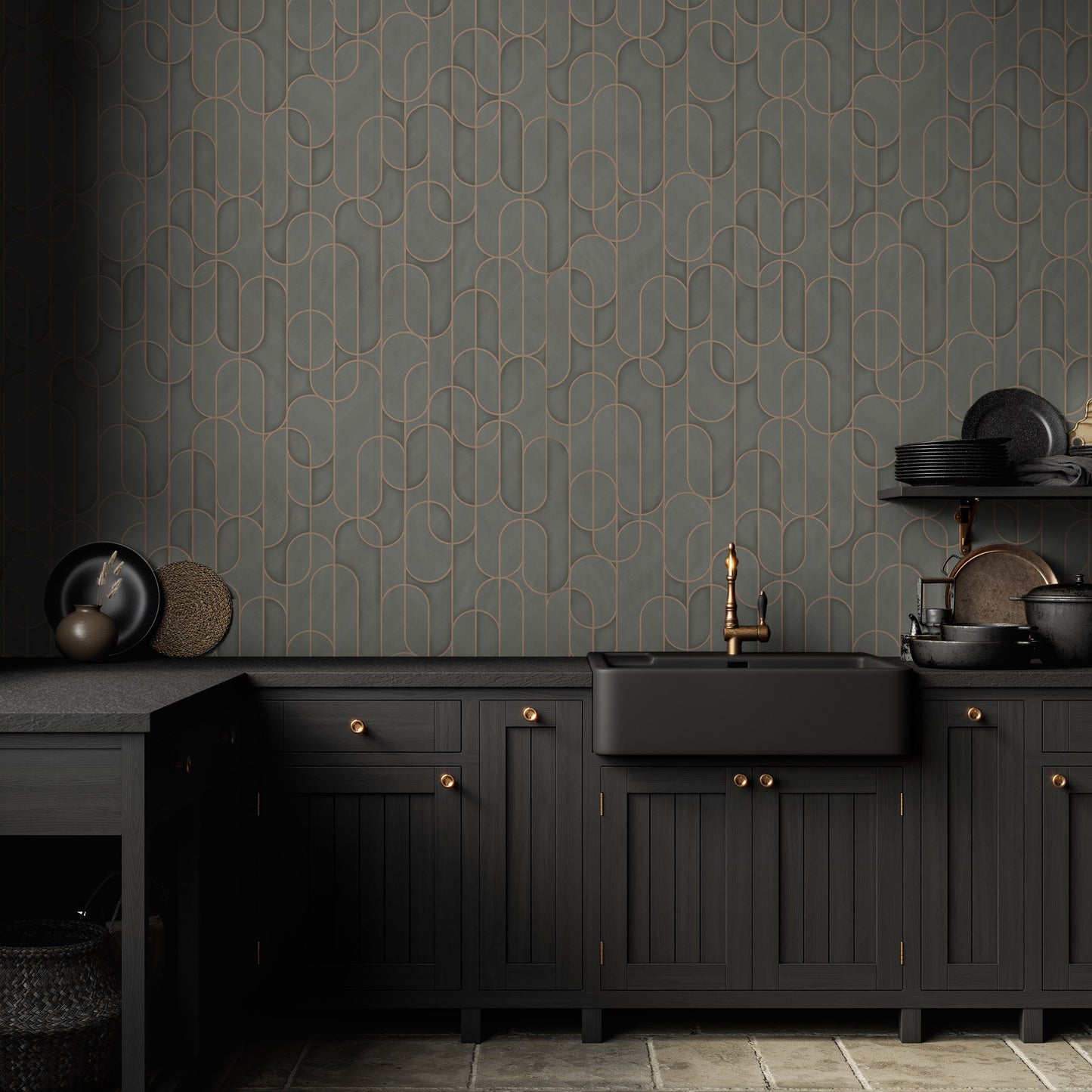 Vera Bloom Graphite Soft Bloom Wallpaper by La Belle Maison