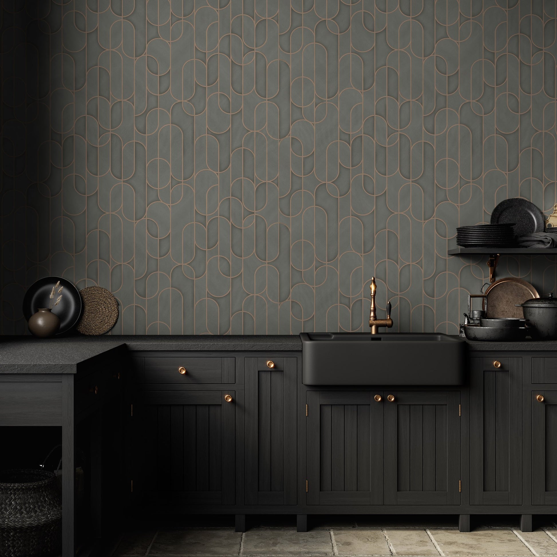 Vera Bloom Graphite Soft Bloom Wallpaper by La Belle Maison