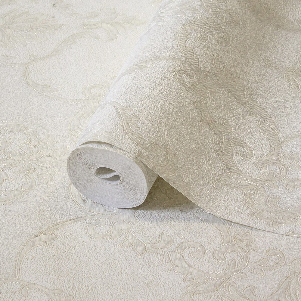 Villa Dante Oatmeal Refined Motif Wallpaper by La Belle Maison
