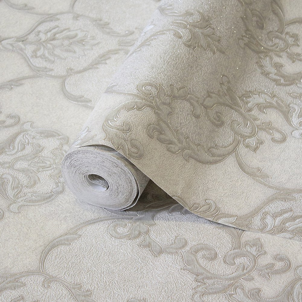 Villa Dante Mushroom Elegant Ornamental Wallpaper by La Belle Maison