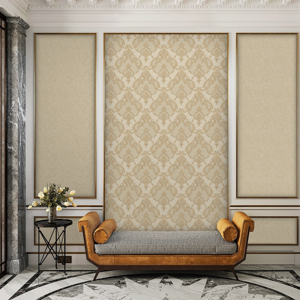 Villa Dante Dune Classic Damask Wallpaper by La Belle Maison