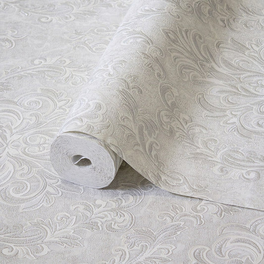 Villa Dante Dove Grey Heritage Pattern Wallpaper by La Belle Maison