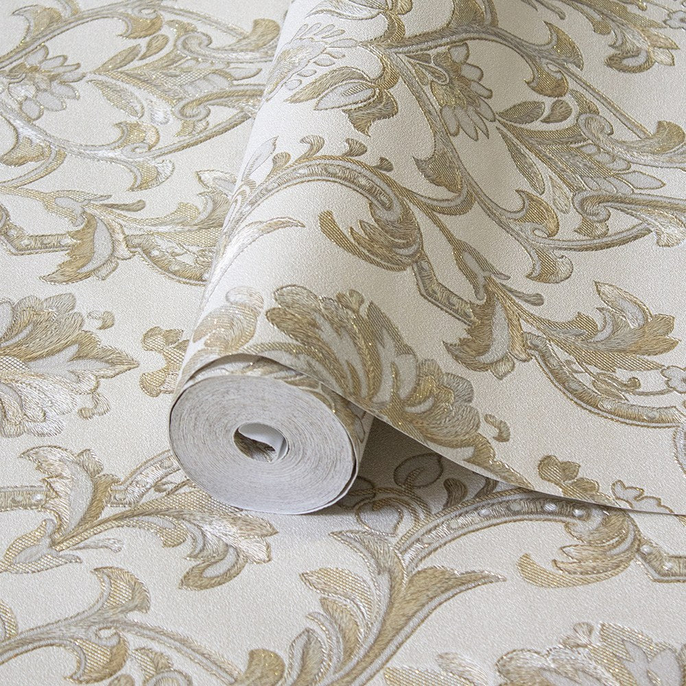 Villa Dante Sand Heritage Pattern Wallpaper by La Belle Maison