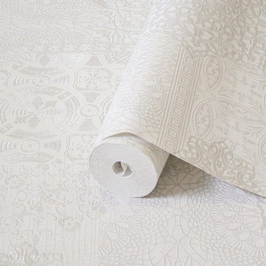 Villa Dante Cloud Soft Damask Wallpaper by La Belle Maison