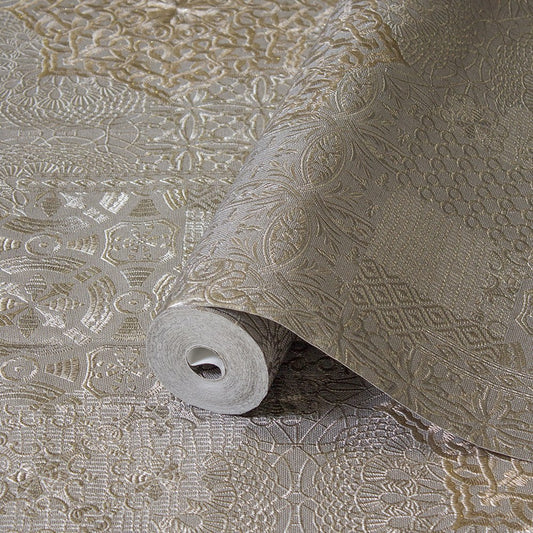 Villa Dante Slate Elegant Ornamental Wallpaper by La Belle Maison