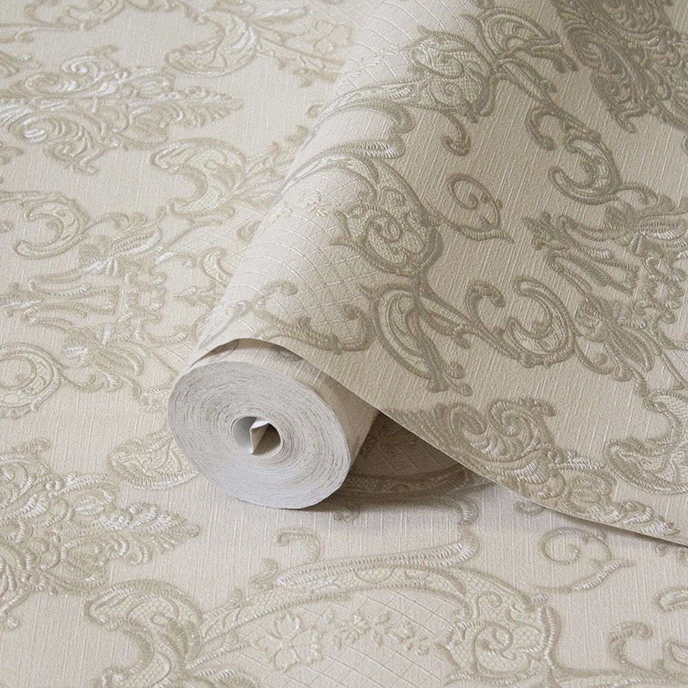 Villa Dante Linen Refined Motif Wallpaper by La Belle Maison