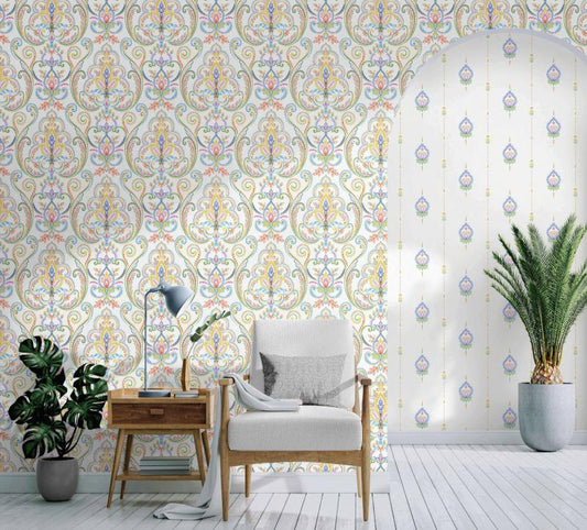 Vintage Wallpaper Collection | Multicolored Damask