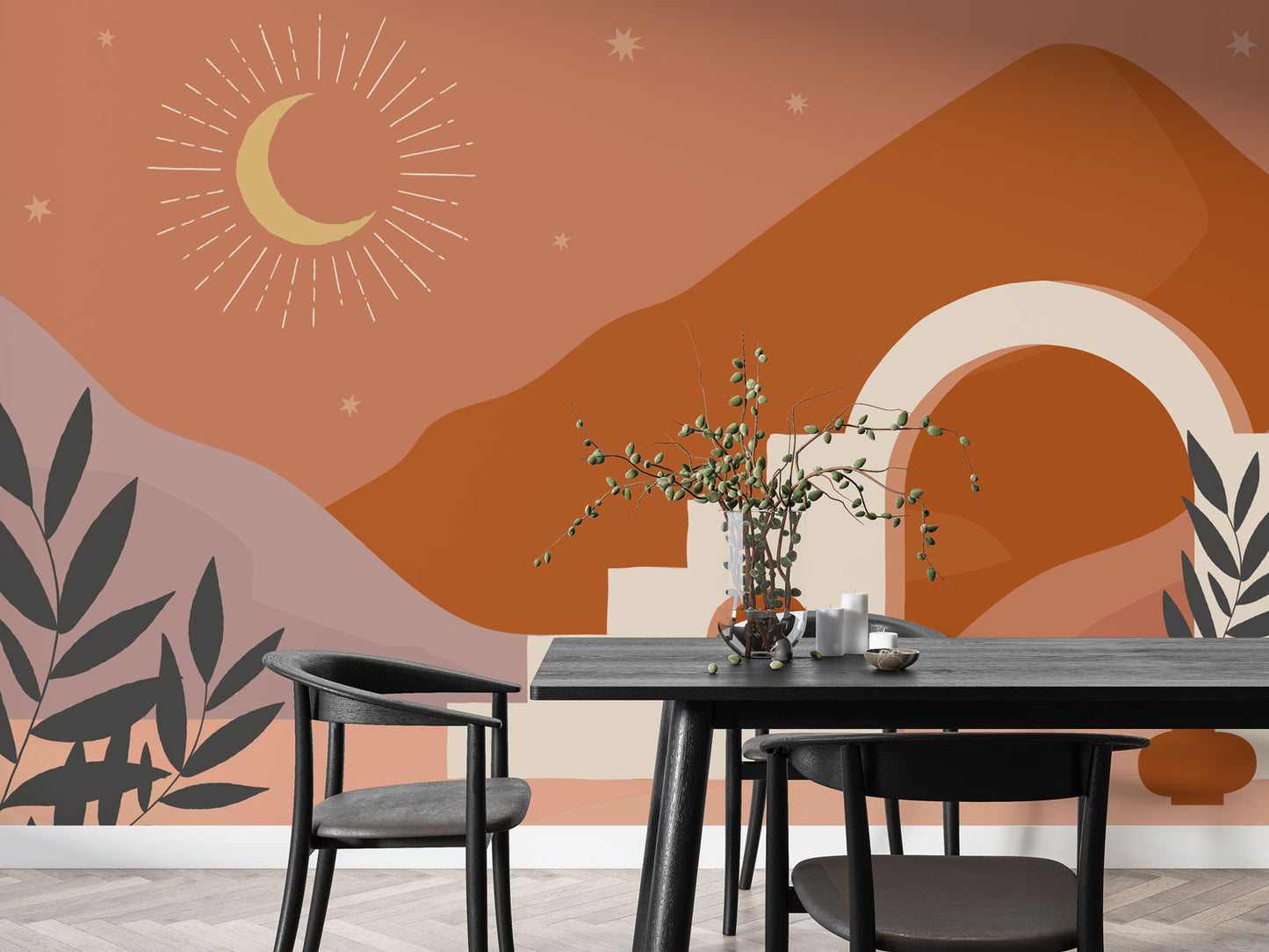 Boho Chic Wallpaper Collection I Red Moon