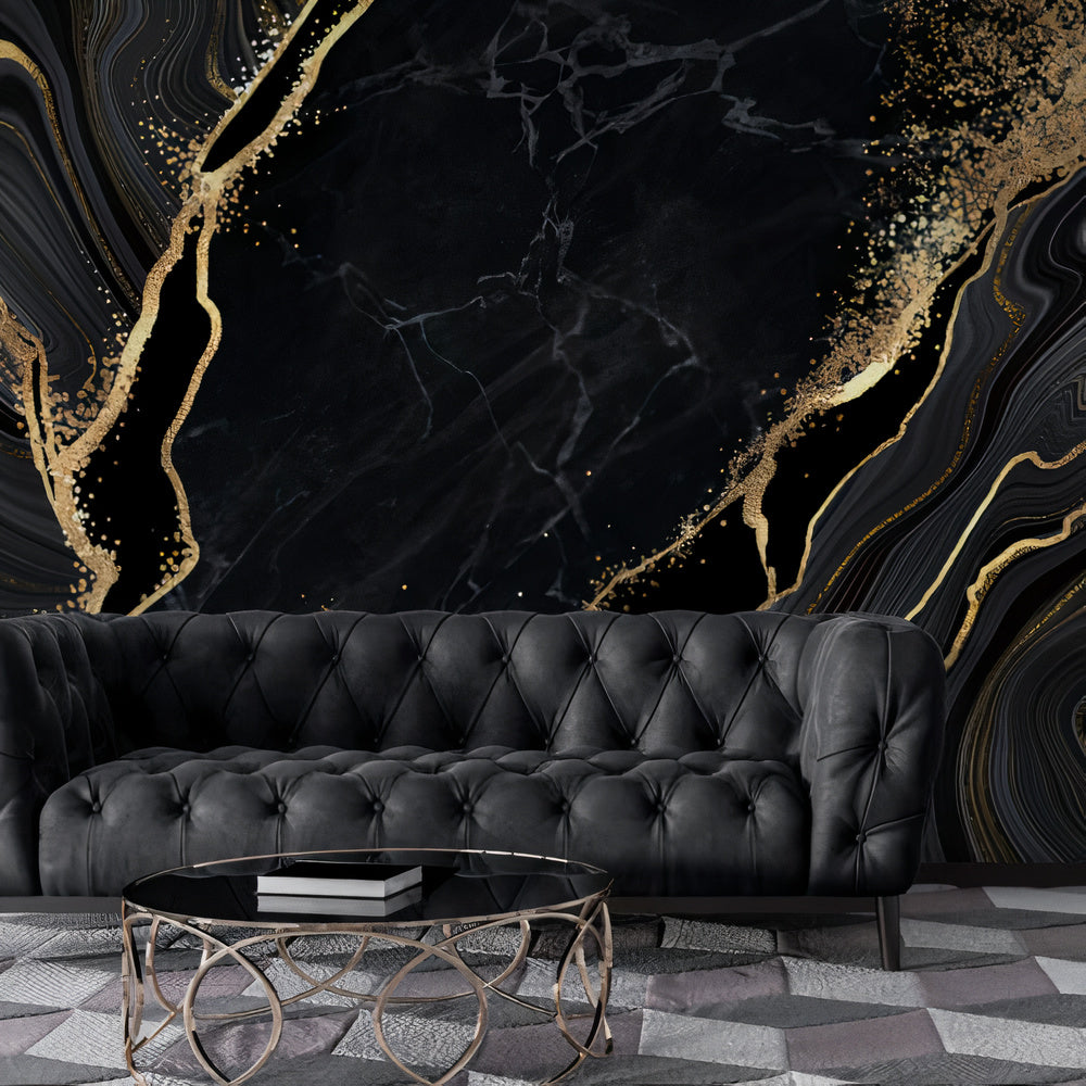 Marbled Stone Wallpaper Collection I Pitch Black