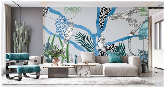 Humid Jungle Wallpaper Collection | Blue Parrots